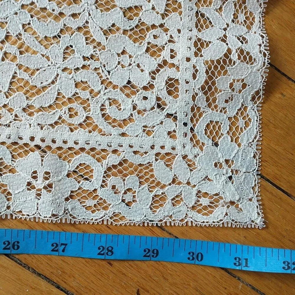 Vintage Table Runner Dresser Scarf Lace Off White Rectangle 15x31